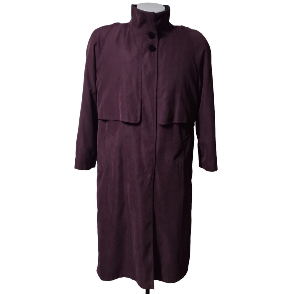 Gallery Trench Coat Womens Size 12 Full Length Button Up Pockets Removable Liner